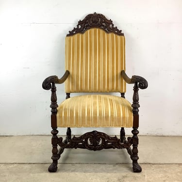 Classic Louis XIV Armchair – Hand-Carved Wood Frame & Royal-Inspired Design 