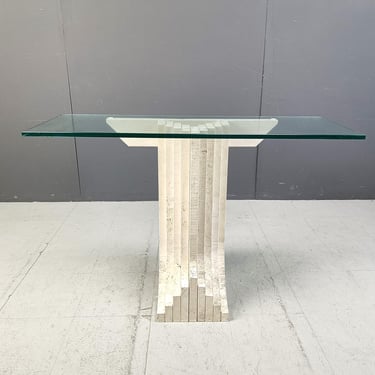 Vintage travertine console table in the manner of Carlo Scarpa , 1970s - marble console table - carlo scarpa console table 