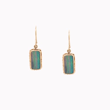 Rectangular Australian Opal Doublet Earrings