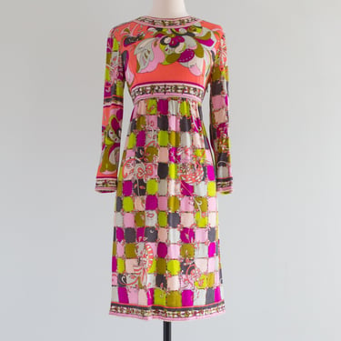Iconic 1960's Emilio Pucci Cashmere and Silk Occasion Dress / Medium