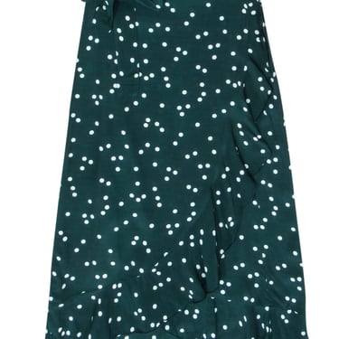 Faithfull The Brand - Green & White Polka Dot Wrap Skirt Sz 6