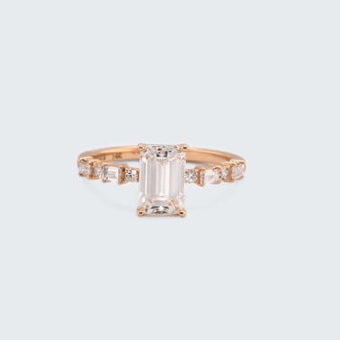 Eleanor Emerald-Cut Alternating Round Baguette Diamond Ring