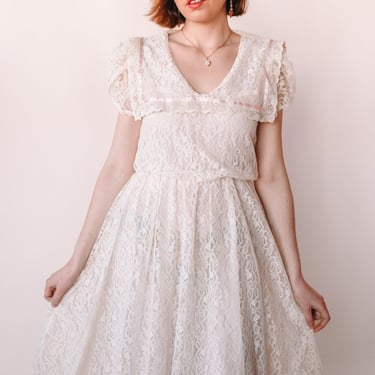 1980s Sailor Collar Wedding Dress, sz. XS/S