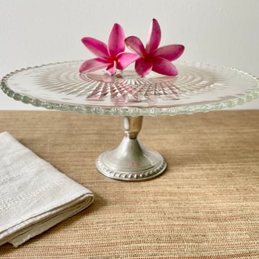 Vintage Cake Stand - Candlewick Pedestal Cake Stand - Duchin Sterling Silver Weighted Base - Cake Plate - Wedding Decor-Two Piece Cake Stand 