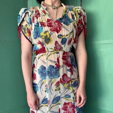 1940s Floral Rayon Dress - AS IS - Size S/M