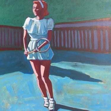 Tennis #3  |  Original Acrylic Painting on Deep Edge Canvas 30 x 40, large, retro, mid century modern, outfit, michael van, fashion, summer 