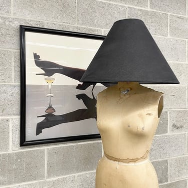 Vintage Lampshade Retro 1980s Contemporary + Coolie + Empire + Large Size + Black + Mood Lighting + Home and Table Decor 