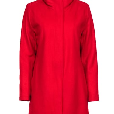 Pendleton - Red Wool Classic Longline Pea-Coat W/ Zipper & Buttons Sz S