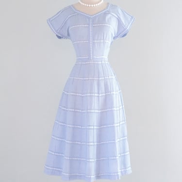 Vintage 1950's Baby Blue Gingham Summer Dress by Anneta / M