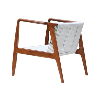 GORGEOUS Mid Century Teak Danish Rope Chair, 1960s, Freshly re-roped, MCM Denmark, minimalistic clean lines 