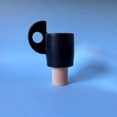 handmade stoneware cutout mug black 