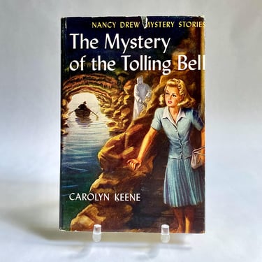 Vintage Nancy Drew Hardcover Book w Dust Jacket, The Mystery of the Tolling Bell - Number 23, 1946, Russell Tandy Illustrator, Carolyn Keene 