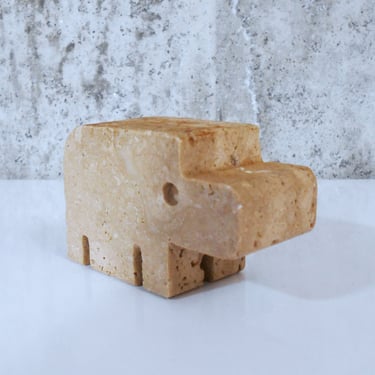 Travertine Hippo Figure by Enzo Mari for Fratelli Mannelli, Italy 