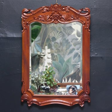 Vintage Carved Flora Wooden Mirror