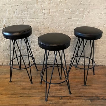 Mid-Century Modern Wrought Iron Hairpin Bar Stools