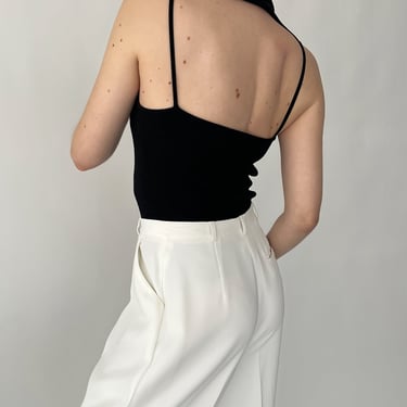 Vintage Black Silk Knit Open Back Top