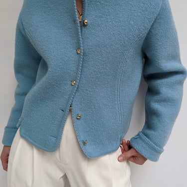 Vintage Sky Plush Wool Cardigan