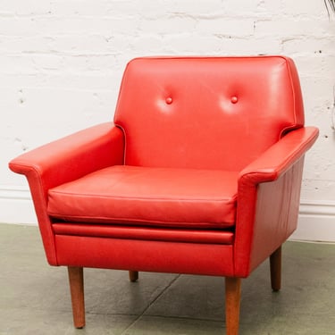 Vintage Orange Leather Lounge Chair