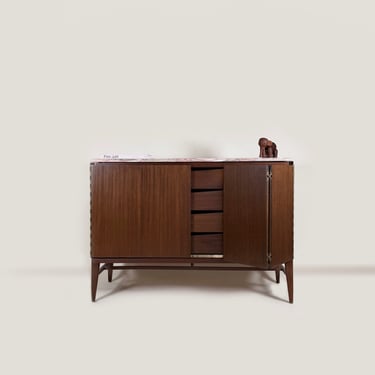 Paul McCobb Calvin Group Irwin Collection Dresser or Credenza with Rare Pink Marble Top