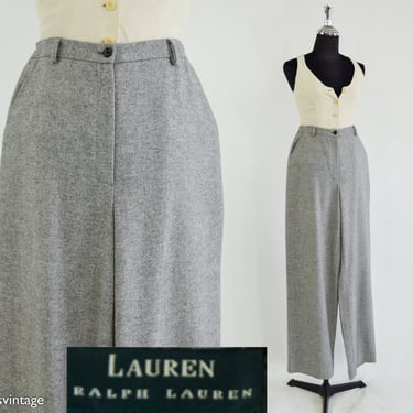 Lauren | 1990s Gray Wool & Cashmere Slacks | 90s Gray Tweed Wool Slacks |  Ralph Lauren | Size 8 