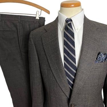 Vintage 100% WOOL FLANNEL 2pc Glen Plaid Suit ~ 36 to 38 R ~ jacket / blazer / sport coat / pants ~ Preppy / Ivy Style / Trad 