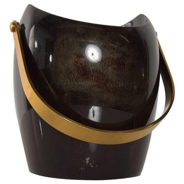 Luxury Aldo Tura Sculptural Ice Bucket in Goatskin & Brass 1960s Italy 