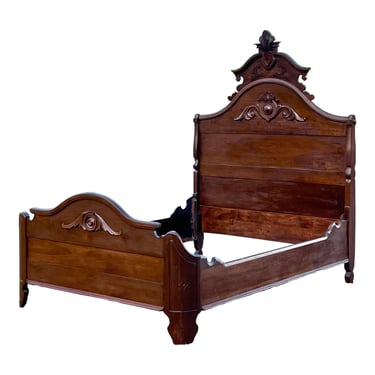 Antique Eastlake Victorian Walnut Bed - Full Size 
