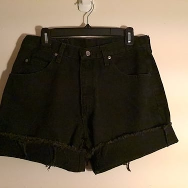 Vintage 90s Black High Waist Denim Shorts, Size 33 