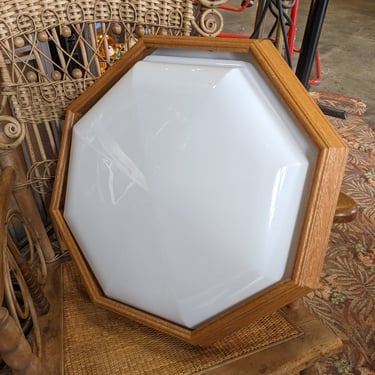 Oak Framed Octagonal Florescent Light with Plastic Shade