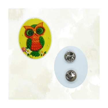 Vintage Owl Pin - Retro 60s Style Owl Brooch - Cute Groovy Accessory 