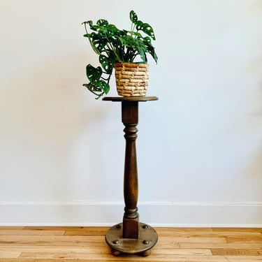 Chunky Wood Pedestal Plant Stand