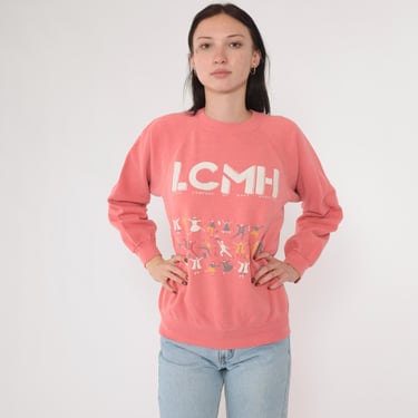 90s LCMH Sweatshirt Little Company of Mary Hospital Graphic Sweatshirt Nurse Doctor Healthcare Pink Raglan Crewneck Medium M 