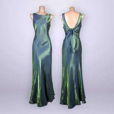 VINTAGE 90s Iridescent Blue-Green Bias Formal Dress by | Black Lotus  Vintage - Lake Geneva, WI | ATTIC