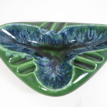 Vintage Splatter Glaze Ashtray - Blue Green Splatter 3420 USA California Pottery Ceramic Ashtray 