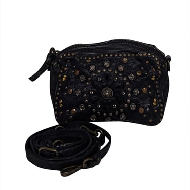 Campomaggi - Black Leather Studded Crossbody Bag