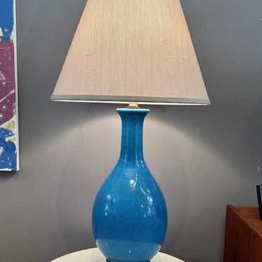 Vintage Blue Crackle Pottery Lamp