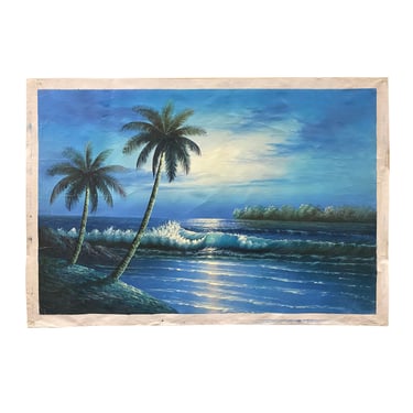 Oil Paint Canvas Art Palm Tree Ocean Beach Wave Wall Decor Painting ws3416E 
