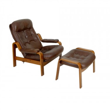 Leather Reclining Lounge Chair And Ottoman From Sweden