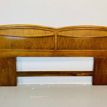 Mid Century Modern Thomasville King Headboard with Cane Accents 