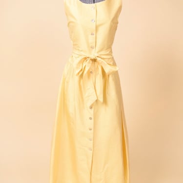 Yellow Silk Long Button Up Dress By Coldwater Creek, L