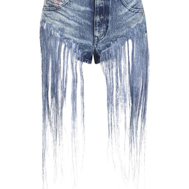 Diesel Women Denim Fringed Shorts