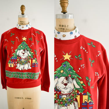 1980s/90s Christmas Puppy Sweatshirt 