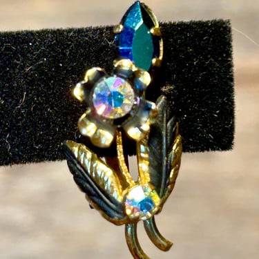 Vintage Austrian Crystal Earrings Clip On Retro Fashion Jewelry Mid Century 