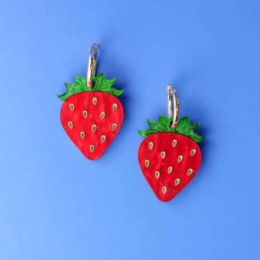 Strawberry | Dangly Hoop Earrings