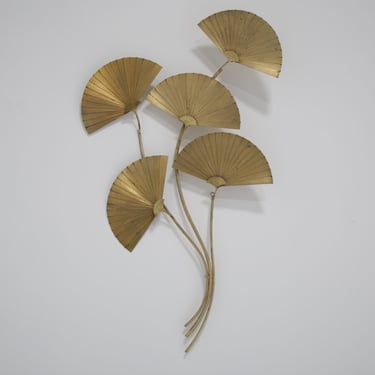 Vintage Large Brass Wall Sculpture Palm Leaves by Curtis Jere, 1960s.