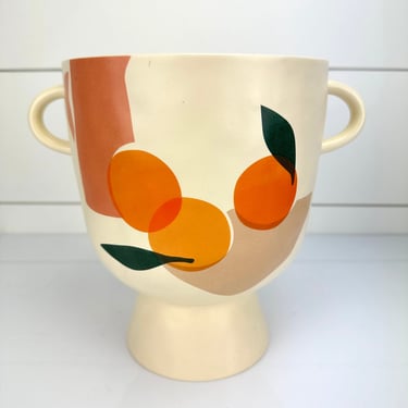 Sacree Fangine H & M Home Ceramic Pottery Vase Vessel Urn Oranges Pot Planter 