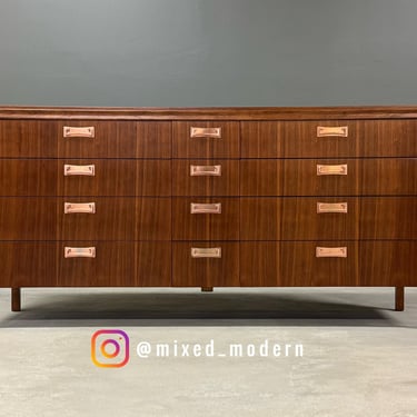 Refinished Walnut and Copper 66” Long Dresser 