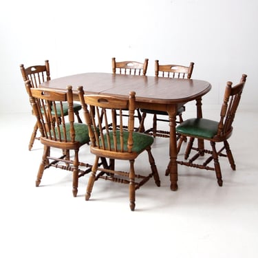 vintage Virginia House oak dining table and chair set 