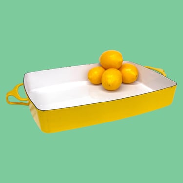 Vintage Dansk Designs Baking Pan Retro 1970s Mid Century Modern + Kobenstyle + Yellow Enamel + Steel + MCM Cookware + Lasagna Pan + Kitchen 