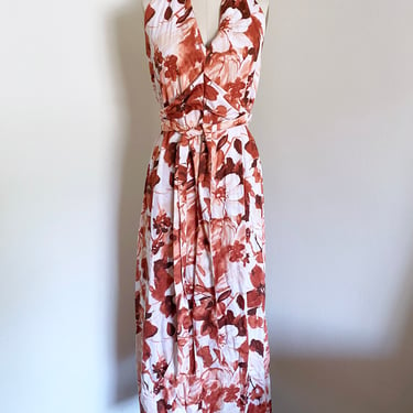 Vintage 70's Cotton Floral Dress, Halter Style 